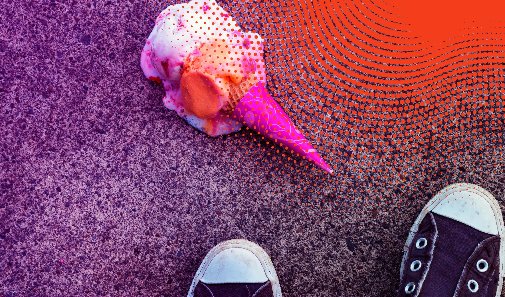 Ice-cream cone dropped on the floor